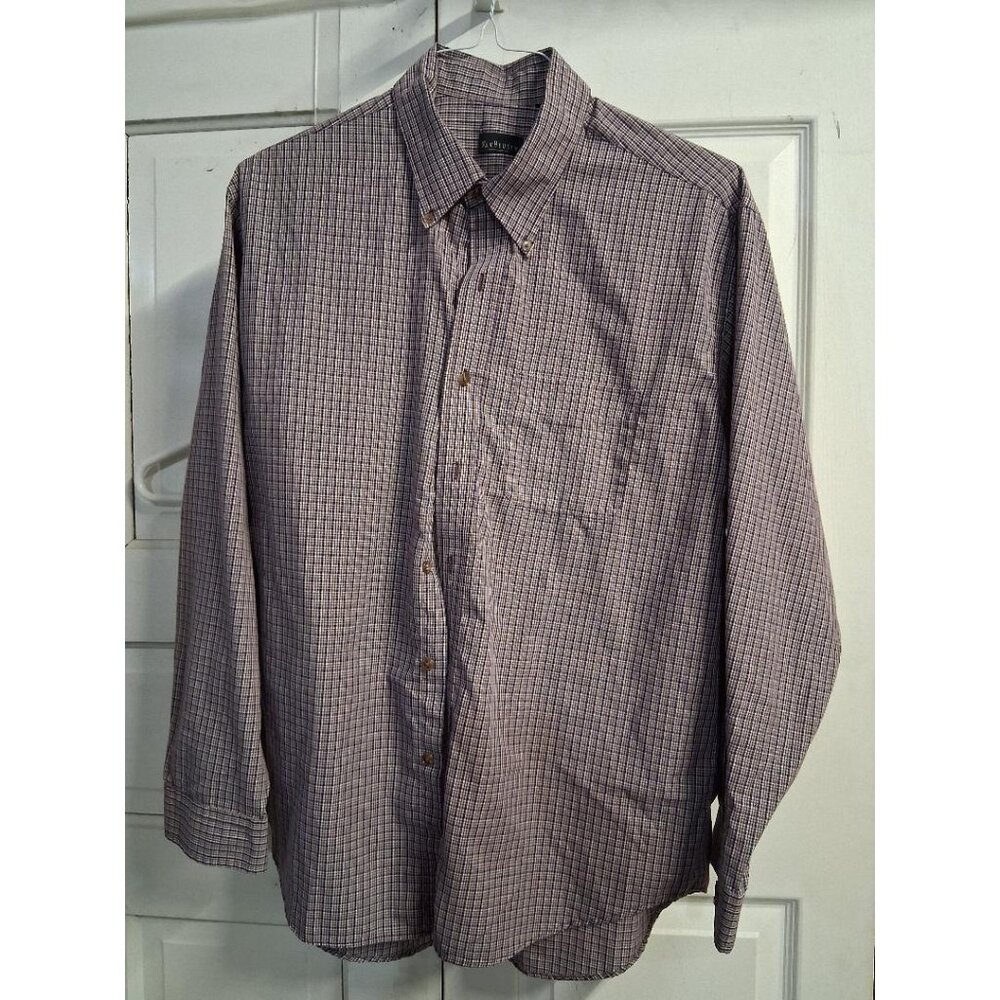 Van Heusen Mens Purple Plaid Long-Sleeve Button-Down Shirt Size XL Cotton Blend